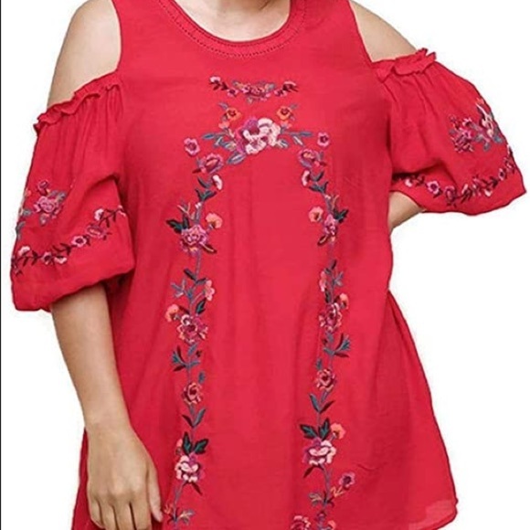 Umgee | Floral Embroidered Cold Shoulder Dress - Picture 6 of 6